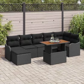  Kerti Kanapé Szett tárolóval 8 pcs Fekete Poli rattan