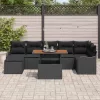  Kerti Kanapé Szett tárolóval 8 pcs Fekete Poli rattan