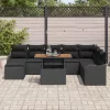  Kerti Kanapé Szett tárolóval 9 pcs Fekete Poli rattan