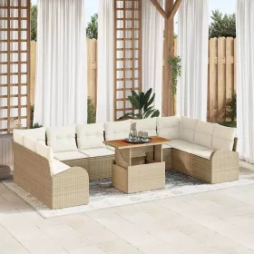  Kerti Kanapé Szett tárolóval 11 pcs Bézs Poli rattan