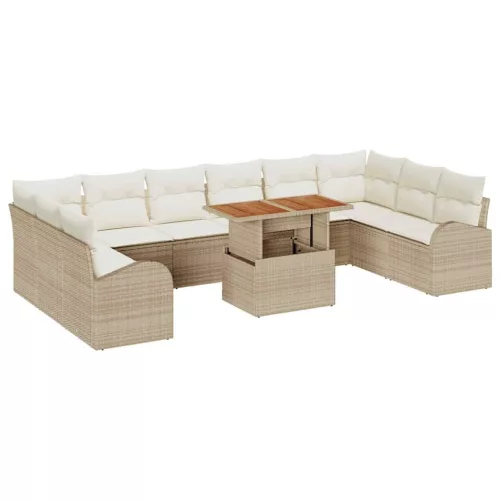  Kerti Kanapé Szett tárolóval 11 pcs Bézs Poli rattan