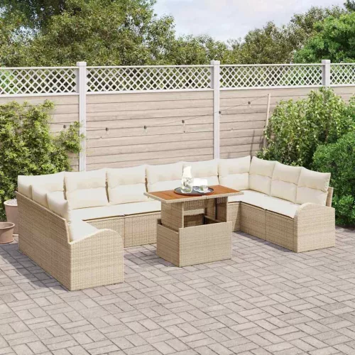 Kerti Kanapé Szett tárolóval 11 pcs Bézs Poli rattan