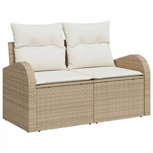  Kerti Kanapé Szett tárolóval 11 pcs Bézs Poli rattan