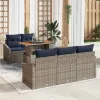  Kerti Kanapé Szett tárolóval 6 pcs Szürke Poli rattan
