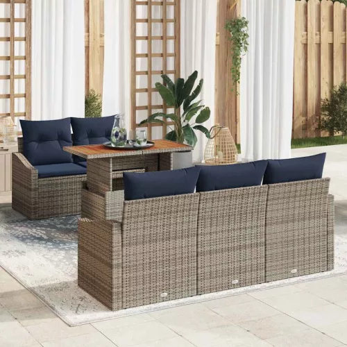  Kerti Kanapé Szett tárolóval 6 pcs Szürke Poli rattan
