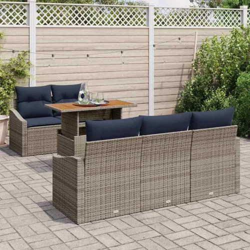  Kerti Kanapé Szett tárolóval 6 pcs Szürke Poli rattan