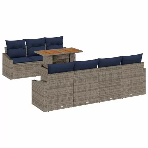  Kerti Kanapé Szett tárolóval 8 pcs Szürke Poli rattan