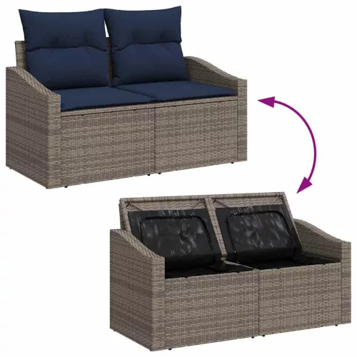  Kerti Kanapé Szett tárolóval 8 pcs Szürke Poli rattan