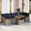  Kerti Kanapé Szett tárolóval 8 pcs Szürke Poli rattan