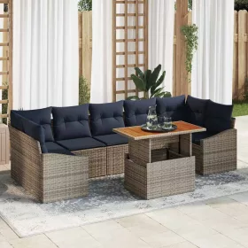  Kerti Kanapé Szett tárolóval 8 pcs Szürke Poli rattan
