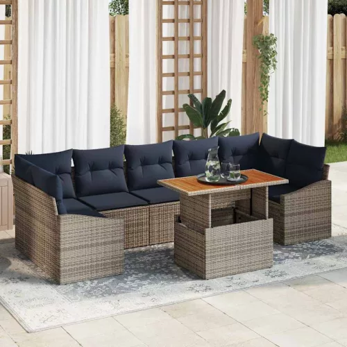  Kerti Kanapé Szett tárolóval 8 pcs Szürke Poli rattan