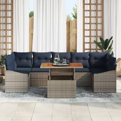  Kerti Kanapé Szett tárolóval 8 pcs Szürke Poli rattan