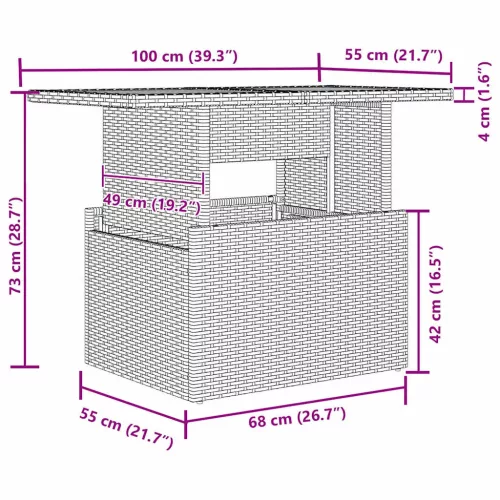  Kerti Kanapé Szett tárolóval 9 pcs Szürke Poli rattan