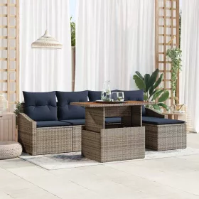  Kerti Kanapé Szett tárolóval 6 pcs Szürke Poli rattan