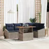  Kerti Kanapé Szett tárolóval 6 pcs Szürke Poli rattan
