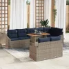  Kerti Kanapé Szett tárolóval 9 pcs Szürke Poli rattan