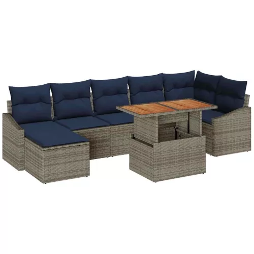  Kerti Kanapé Szett tárolóval 8 pcs Szürke Poli rattan
