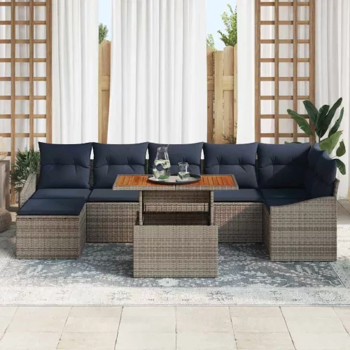  Kerti Kanapé Szett tárolóval 8 pcs Szürke Poli rattan