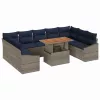  Kerti Kanapé Szett tárolóval 10 pcs Szürke Poli rattan