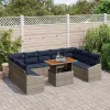  Kerti Kanapé Szett tárolóval 10 pcs Szürke Poli rattan