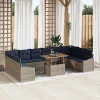  Kerti Kanapé Szett tárolóval 11 pcs Szürke Poli rattan