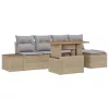  Kerti Kanapé Szett tárolóval 6 pcs Bézs Poli rattan