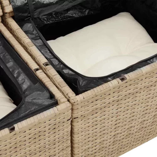  Kerti Kanapé Szett tárolóval 11 pcs Bézs Poli rattan