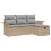 Kerti Kanapé Szett 4 pcs Beige és Világosszürke polirattan