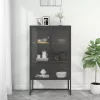  antracitszürke acél és edzett üveg magasszekrény 80x35x135 cm