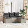  Kerti Kanapé Szett párnával 4 pcs Világosszürke Poli rattan