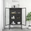  antracitszürke acél és edzett üveg magasszekrény 80x35x135 cm
