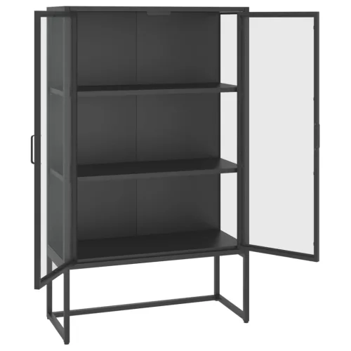  antracitszürke acél és edzett üveg magasszekrény 80x35x135 cm