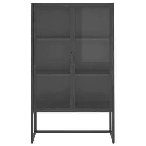  antracitszürke acél és edzett üveg magasszekrény 80x35x135 cm
