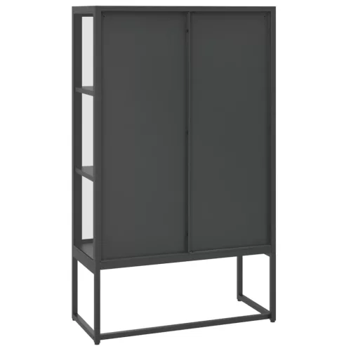  antracitszürke acél és edzett üveg magasszekrény 80x35x135 cm