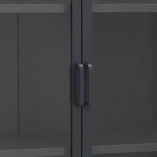  antracitszürke acél és edzett üveg magasszekrény 80x35x135 cm