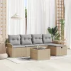  Kerti Kanapé Szett 6 pcs Beige és Világosszürke polirattan