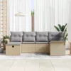  Kerti Kanapé Szett 6 pcs Beige és Világosszürke polirattan