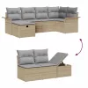  Kerti Kanapé Szett 6 pcs Beige és Világosszürke polirattan