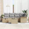  Kerti Kanapé Szett 7 pcs Beige és Világosszürke polirattan