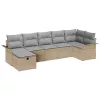  Kerti Kanapé Szett 7 pcs Beige és Világosszürke polirattan