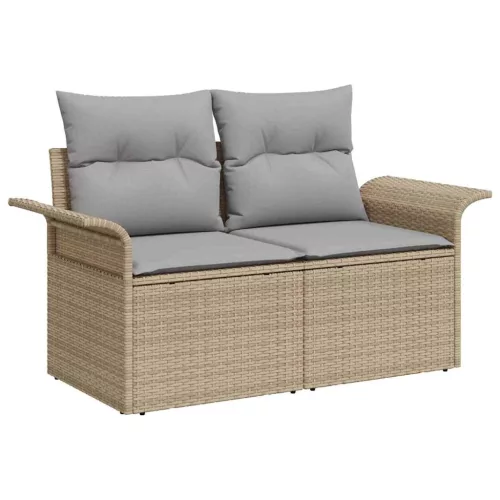  Kerti Kanapé Szett 7 pcs Beige és Világosszürke polirattan