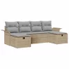  Kerti Kanapé Szett 6 pcs Beige és Világosszürke polirattan