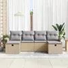  Kerti Kanapé Szett 6 pcs Beige és Világosszürke polirattan