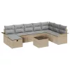  Kerti Kanapé Szett 9 pcs Beige és Világosszürke polirattan