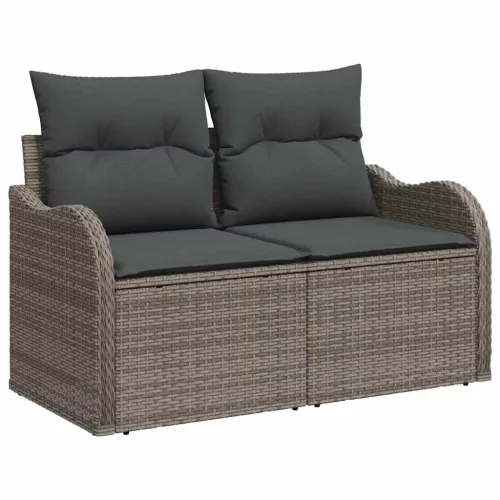  Kerti Kanapé Szett párnával tárolóval 4 pcs Szürke polirattan