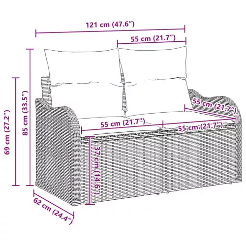  Kerti Kanapé Szett párnával 4 pcs Beige és krém polirattan