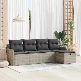    Kerti Kanapé Szett párnával 5 pcs Világosszürke Poli rattan
