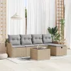  Kerti Kanapé Szett 6 pcs Beige és Világosszürke polirattan