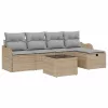  Kerti Kanapé Szett 6 pcs Beige és Világosszürke polirattan