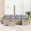  Kerti Kanapé Szett 6 pcs Beige és Világosszürke polirattan